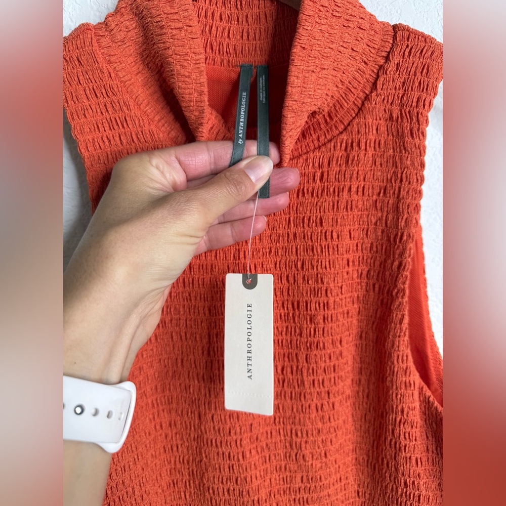 NWT Anthropologie Sleeveless Mock-Neck Textured Midi Dress
Orange Sz Small - Picture 8 of 14